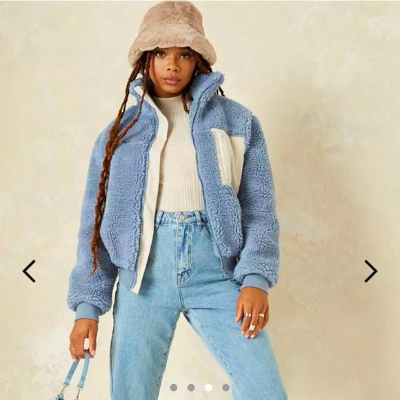 light blue sherpa cord mixed jacket - Picture 1 of 4